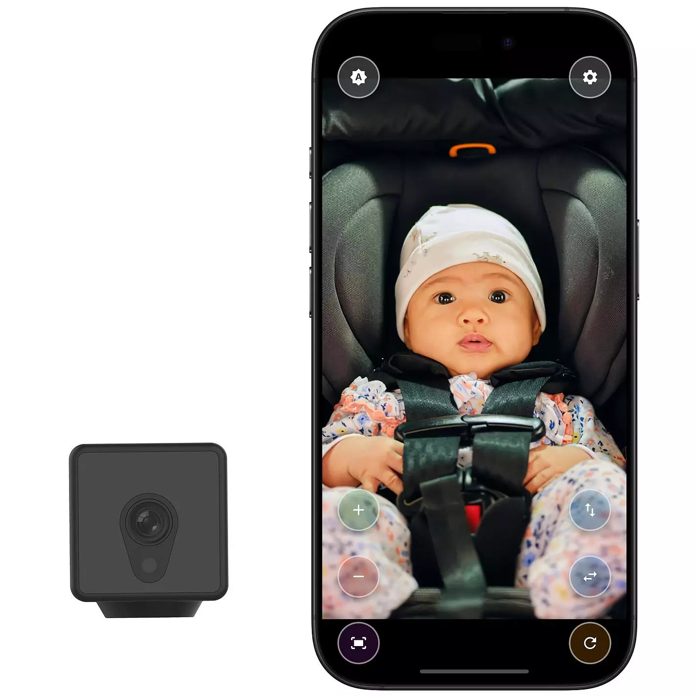 後部座席の赤ちゃんの様子がスマホで見える、安心の車載ベビーモニター