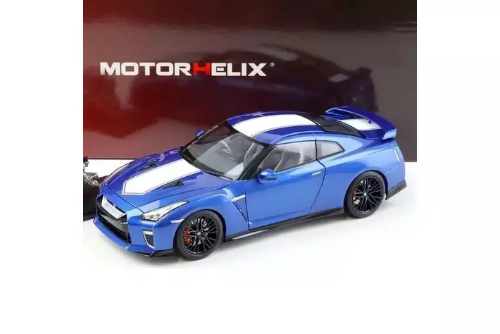 日産 GT-R (R35) ワンガンブルーの 1/18 スケールミニカーが CAMSHOP