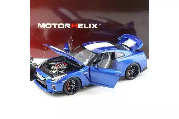 日産 GT-R (R35) ワンガンブルーの 1/18 スケールミニカーが CAMSHOP