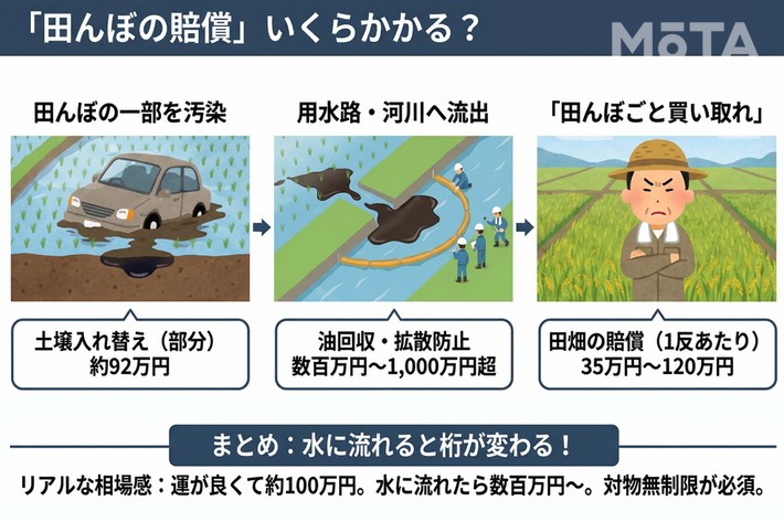 田んぼの賠償はいくら？