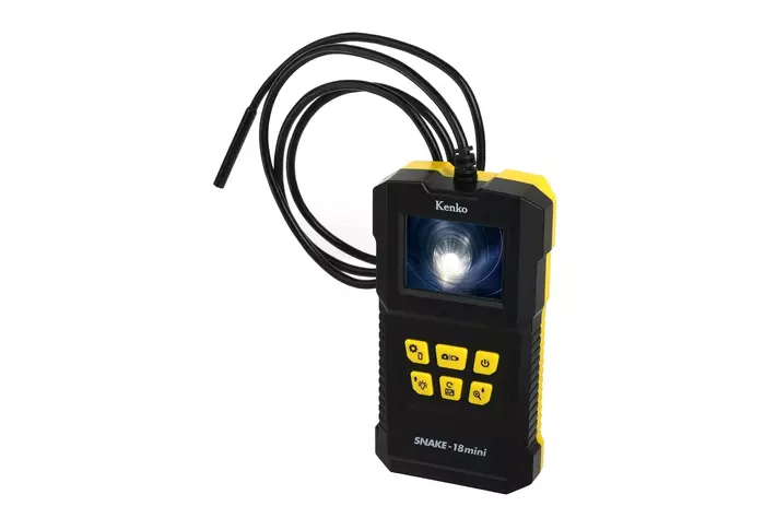 手の届かない狭い所や高い所でも動画・静止画が撮れる、LEDライト付き防水フレキシブルチューブカメラ「Kenko SNAKE-18mini」