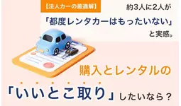【法人カーの最適解】約3人に2人が「都度レンタカーはもったいない」と実感。購入とレンタルの「いいとこ取り」したいなら？