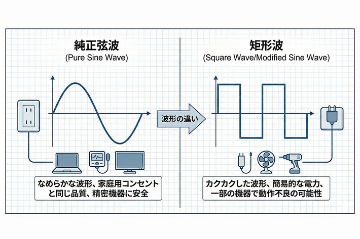純正弦波と矩形波の違い