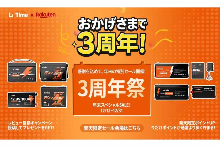 LiTime楽天市場店 開店3周年記念・感謝キャンペーン