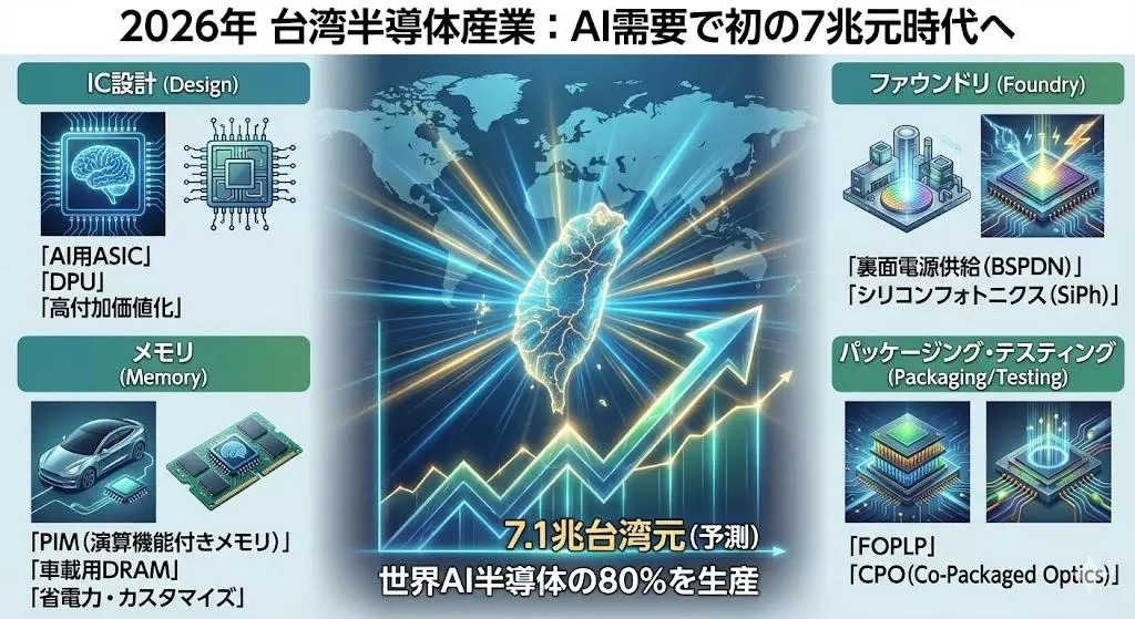 台湾情報】台湾半導体産業の26年生産額、AI需要で初の7兆元超えへ