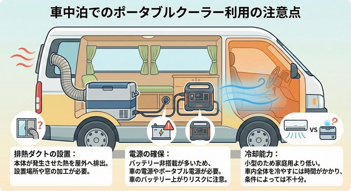 ポータブルクーラー利用時の注意点