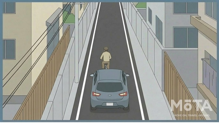 自転車が道の真ん中を走っていて寄ってくれない場合