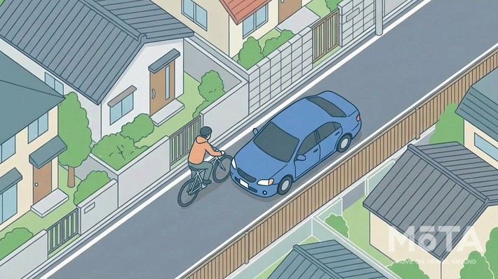 対向してくる自転車とのすれ違う場合