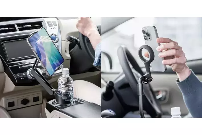 ドリンクもスマホもどっちも置ける！ドリンクホルダー取付式の車載ホルダーを発売