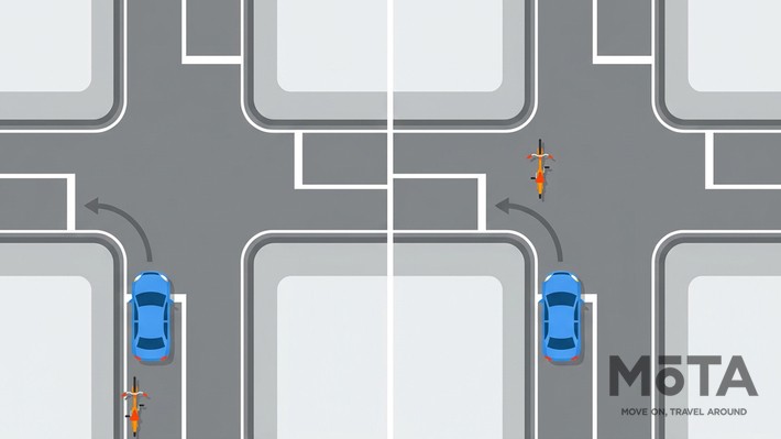 自転車が極端に接近している場合は先に活かせる判断も重要