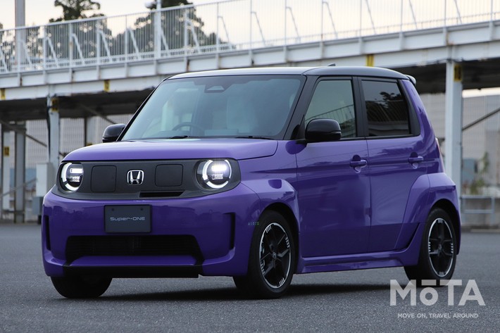 ［1/27］ホンダ 新型スーパーワン 外観 フロント：ワイドタイヤを収めるブリスターフェンダーと専用エアロパーツにより、低重心なプロポーションと空力性能を両立したスタイリング