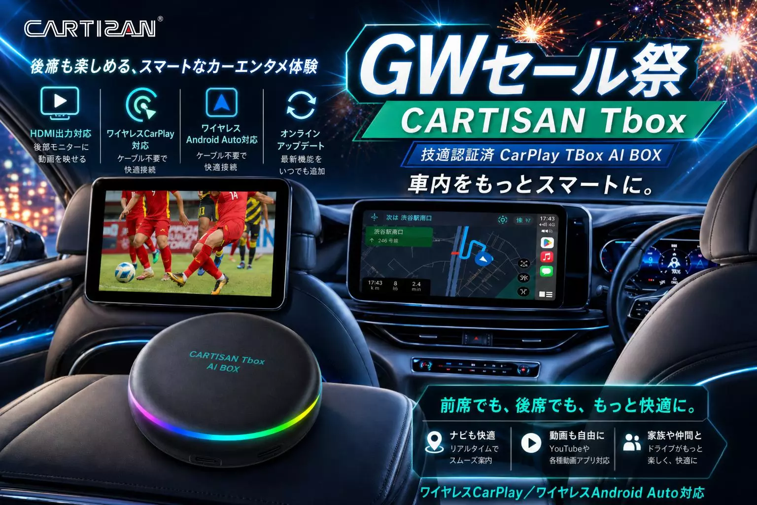 GWのおでかけ前に車内環境をアップデート！CartisanのCarPlay AI Box