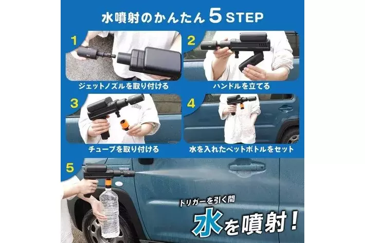 ペットボトルが洗浄機に 折りたためるコンパクトサイズで機動力抜群の