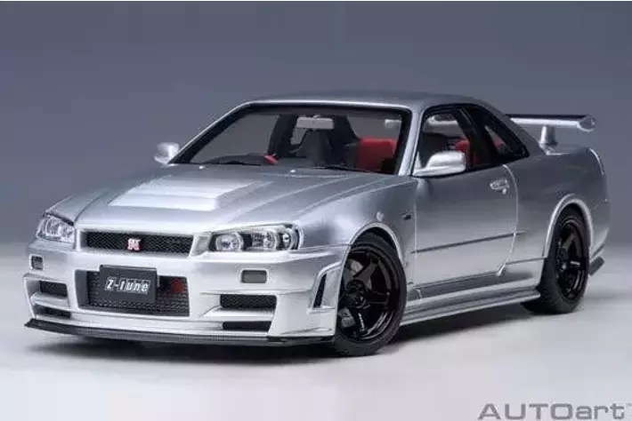 Nismo R34 GT-R Z-tune/1:64スケール/シルバー仕上げ オートアート社製 「NISMO R34 GT-R Z-tune シルバー」精巧な1/18