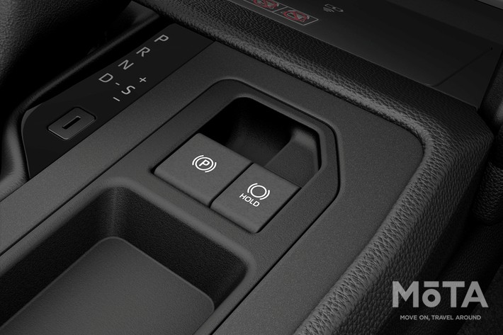 トヨタ 新型ハイラックスの電動パーキングブレーキのスイッチ