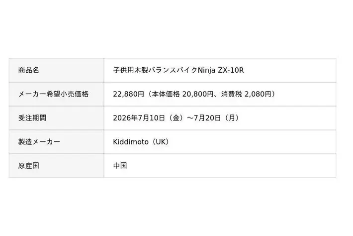 未来のライダーへ贈る、はじめてのカワサキ。「子供用木製バランス
