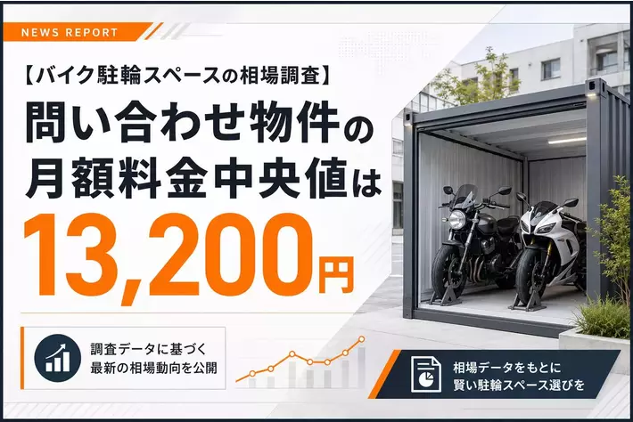 【バイク駐輪スペースの相場調査】問い合わせ物件の月額料金中央値は13,200円