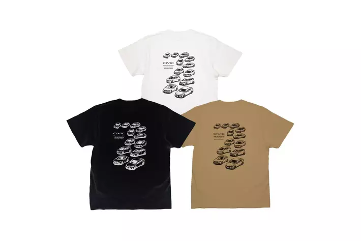 Honda シビックの歴代モデルが大集合のデザイン！Tシャツに新色が登場