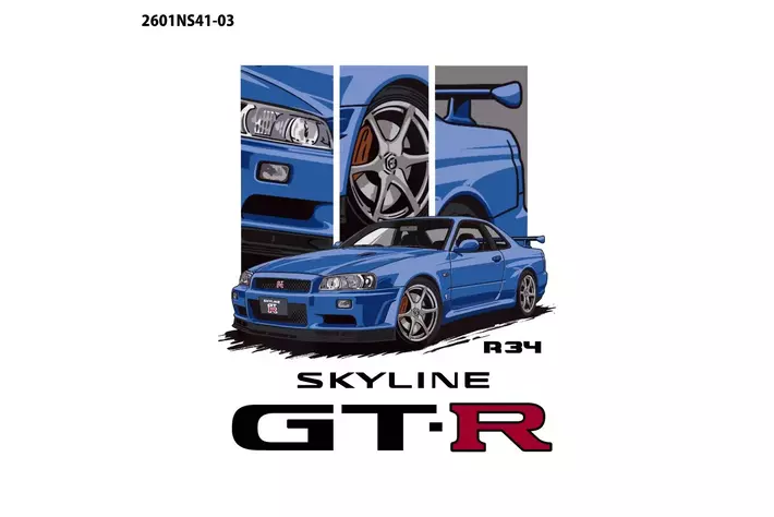 R34の迫力を一枚に。SKYLINE GT-R (R34) デザインTシャツが新登場