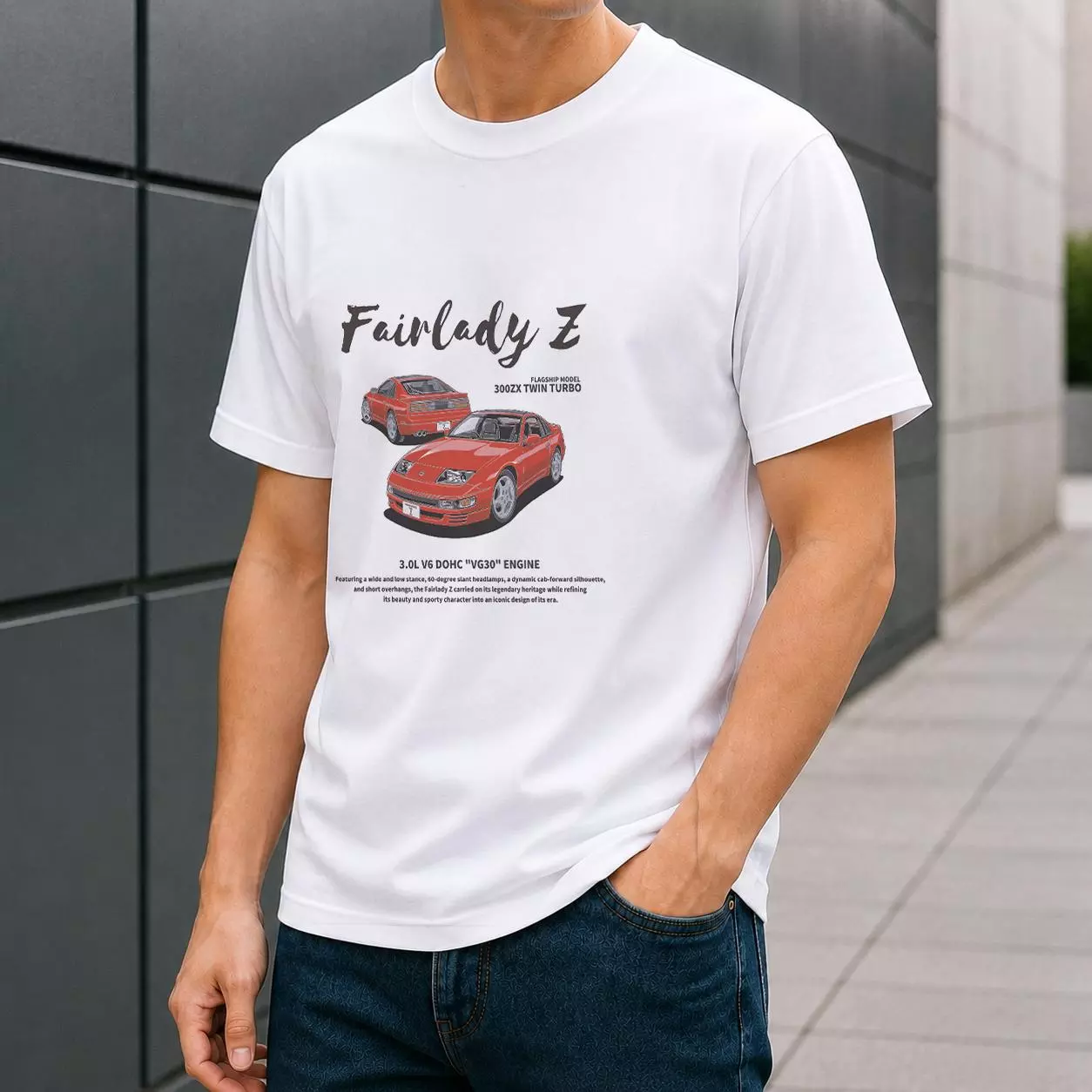 名車「NISSAN Fairlady Z (Z32)」を大胆にデザインしたTシャツが登場