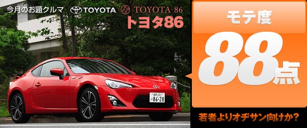 TOYOTA86　モテ度88点　若者よりオヂサン向けか？