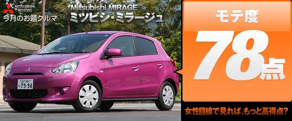 ミツビシ・ミラージュ（Mitsubishi MIRAGE）　モテ度78点　女性目線で見れば、もっと高得点？