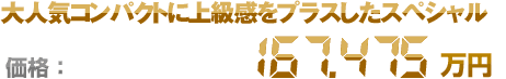 大人気コンパクトに上級感をプラスしたスペシャル　価格：167.475万円