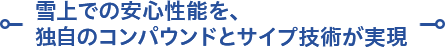 雪上でさらなる安心性能を、独自のコンパウンドとサイプ技術が実現
