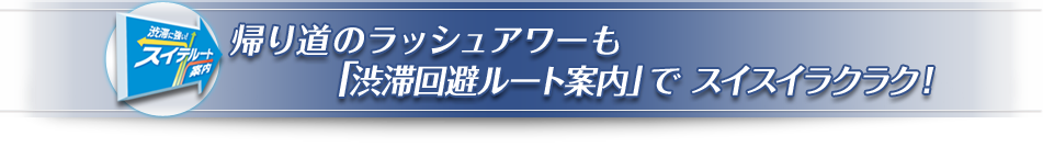 帰り道のラッシュアワーも「渋滞回避ルート案内」で スイスイラクラク！