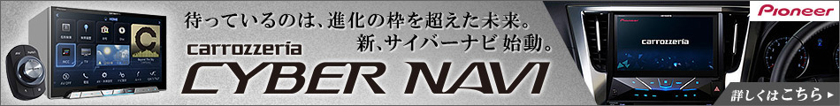 待っているのは、進化の枠を超えた未来。新、サイバーナビ始動。　Pioneer carrozzeria CYBER NAVI　詳しくはこちら