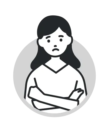 不安な表情の人物のイラスト