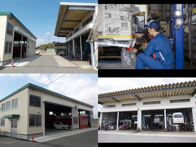 民間車検工場・鈑金塗装工場を併設した花泉本店の工場です。販売車の納車点検整備から、一般整備・修理や1日車検も対応致します。修理のご相談でもお気軽にご来店下さい。