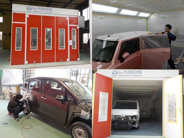 鈑金塗装専門スタッフも常駐しております。販売車両の外装仕上げ、事故等での鈑金塗装修理も対応致します。塗装専用ブース完備でキレイな仕上がりを目指しています。